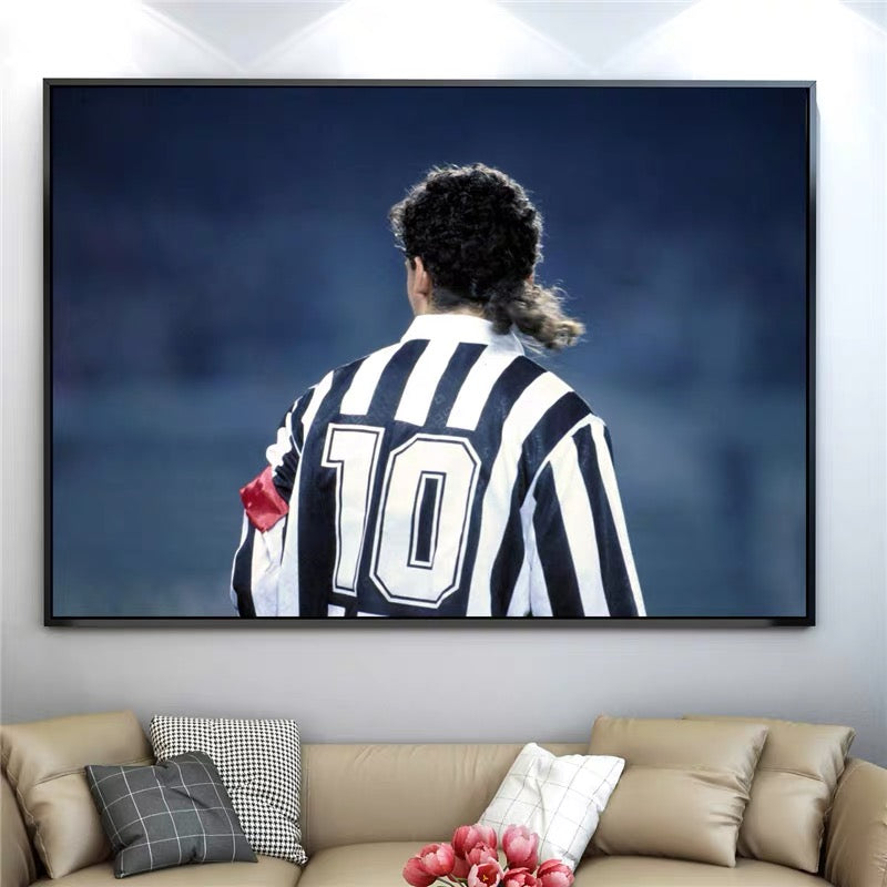 Roberto Baggio Football Wall Art – Italian Soccer Legend Poster for Living Room