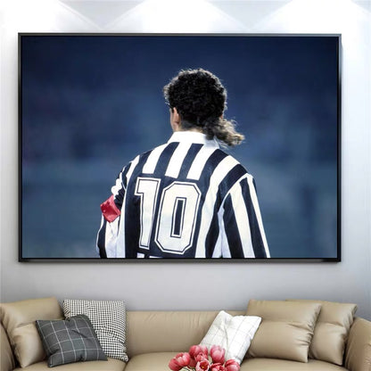 Roberto Baggio Football Wall Art – Italian Soccer Legend Poster for Living Room