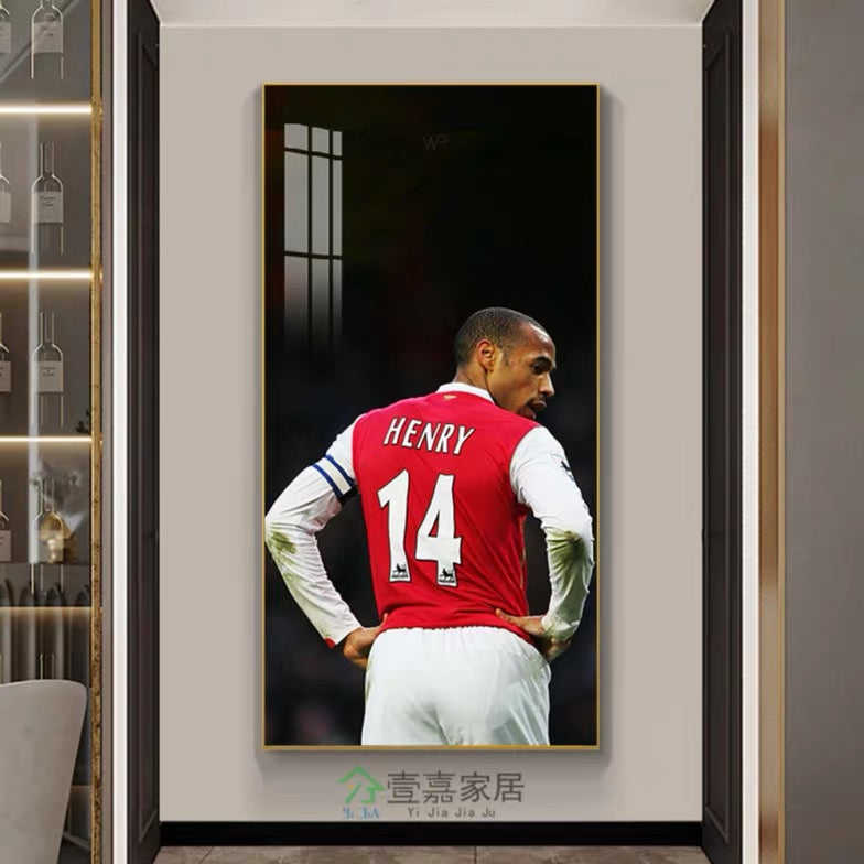 Thierry Henry Arsenal - Vertical 1:2 WallArt - Crystal Porcelain Painting - Aluminum Frame