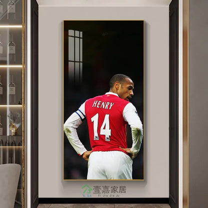 Thierry Henry Arsenal - Vertical 1:2 WallArt - Crystal Porcelain Painting - Aluminum Frame