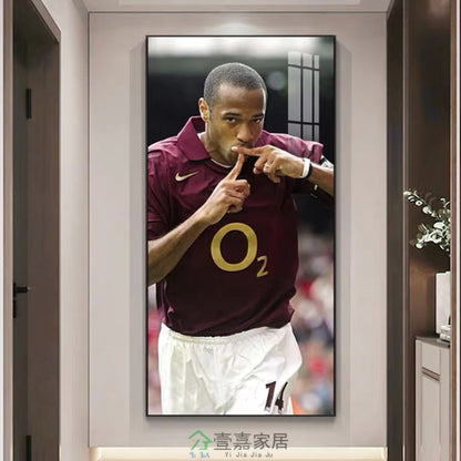 Thierry Henry Arsenal - Vertical 1:2 WallArt - Crystal Porcelain Painting - Aluminum Frame