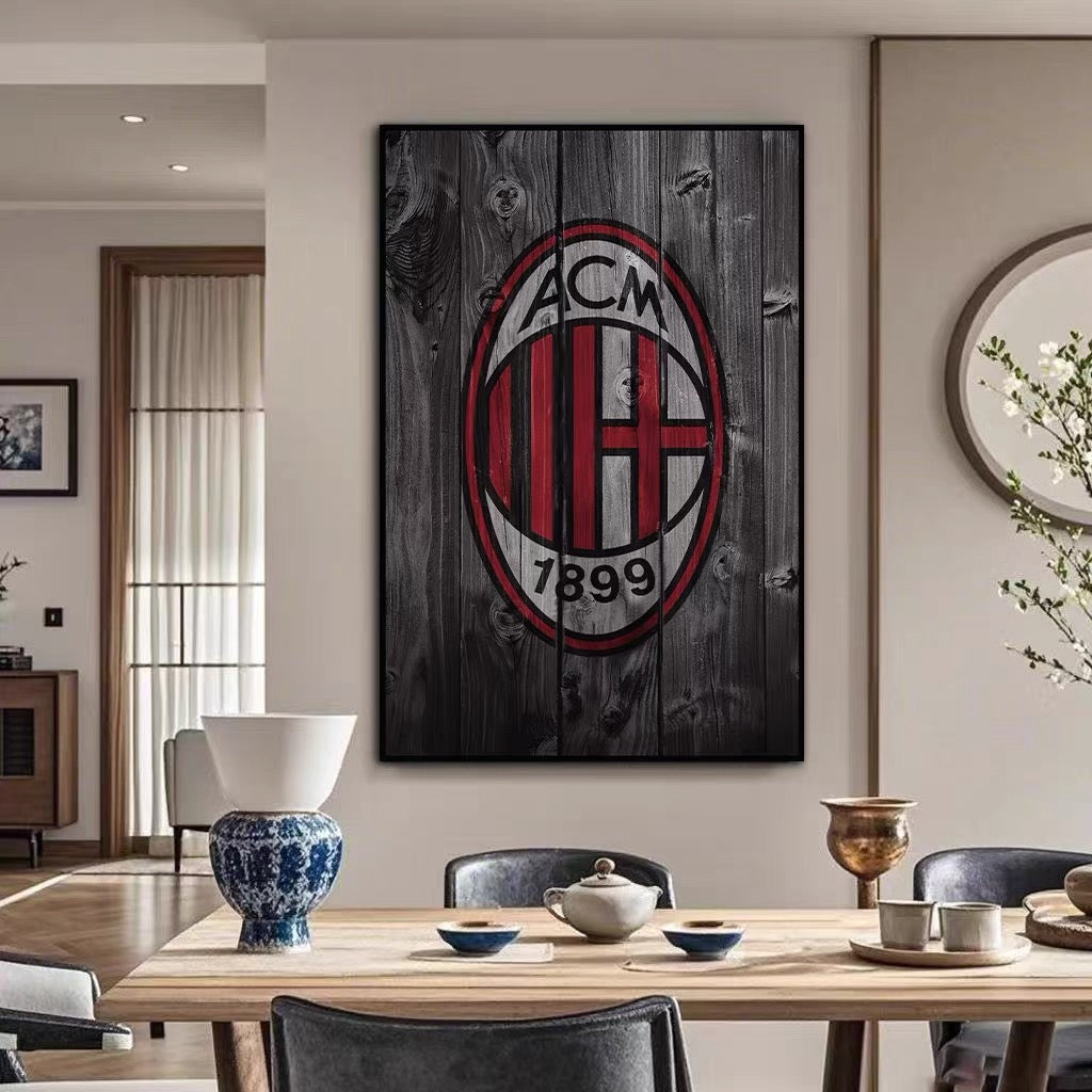 Football Club Crest Wall Art — Manchester United, AC Milan, FC Barcelona, Real Madrid