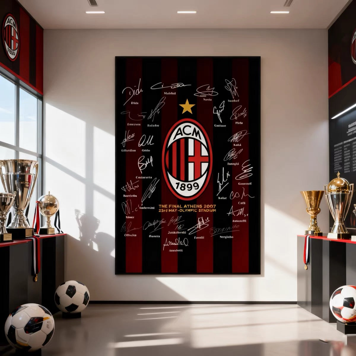 Football Club Crest Wall Art — Manchester United, AC Milan, FC Barcelona, Real Madrid