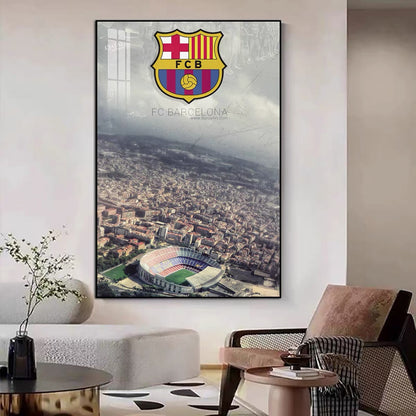Football Club Crest Wall Art — Manchester United, AC Milan, FC Barcelona, Real Madrid