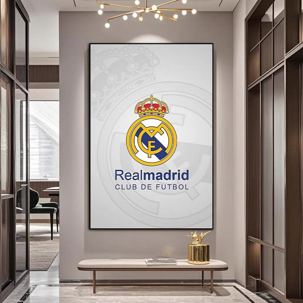 Football Club Crest Wall Art — Manchester United, AC Milan, FC Barcelona, Real Madrid