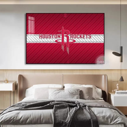 Lakers Warriors Bulls Rockets Cavaliers Heat Clippers Basketball Team Logo Wall Art Living Room Background Decor