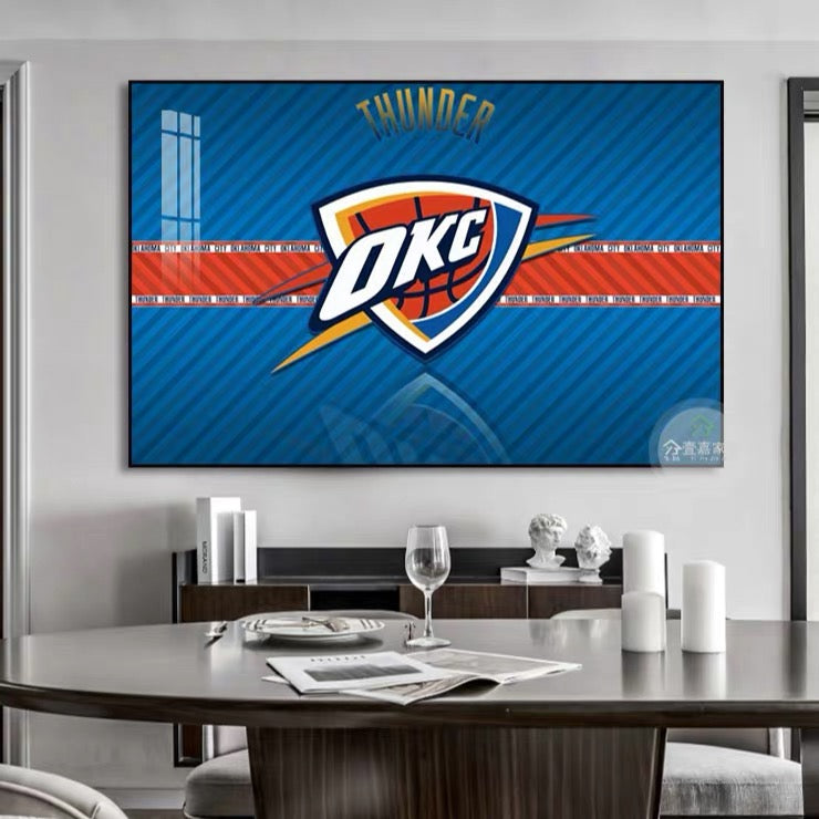 Lakers Warriors Bulls Rockets Cavaliers Heat Clippers Basketball Team Logo Wall Art Living Room Background Decor