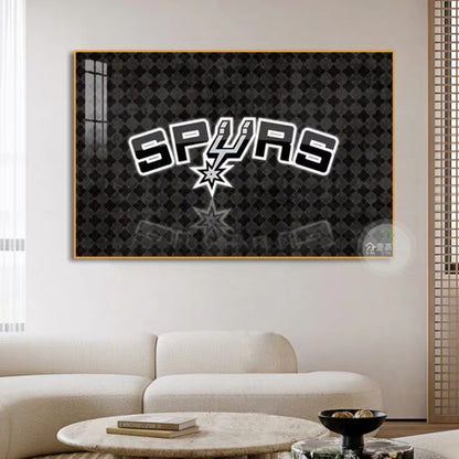 Lakers Warriors Bulls Rockets Cavaliers Heat Clippers Basketball Team Logo Wall Art Living Room Background Decor