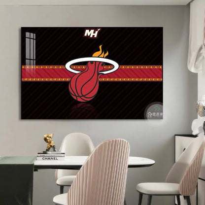 Lakers Warriors Bulls Rockets Cavaliers Heat Clippers Basketball Team Logo Wall Art Living Room Background Decor