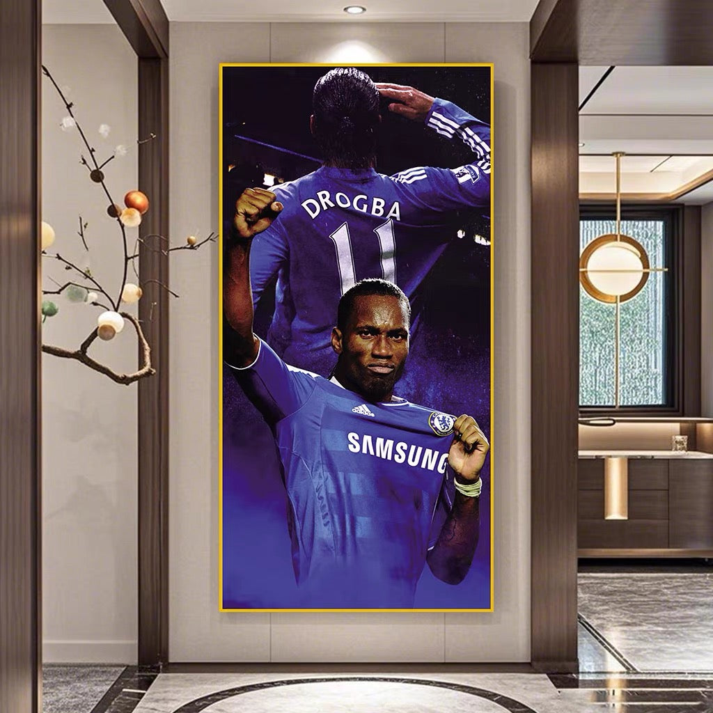 Didier Drogba Chelsea Football Poster – Legendary Blues Wall Art