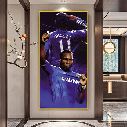 Didier Drogba Chelsea Football Poster – Legendary Blues Wall Art