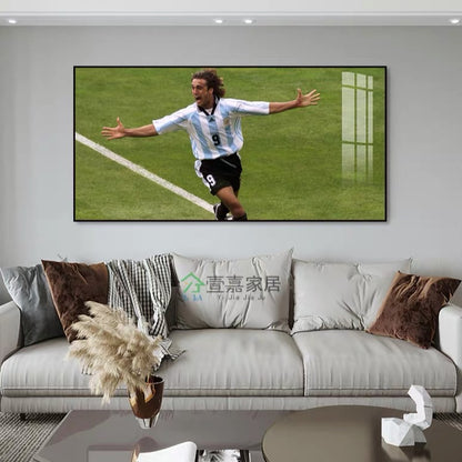 Gabriel Batistuta Fiorentina & Argentina Football Poster Wall Art – Legendary Striker Decor