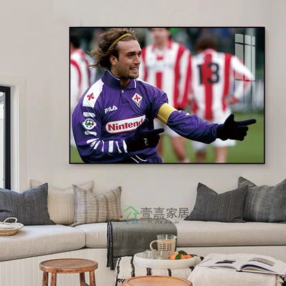 Gabriel Batistuta Fiorentina Wall Art – Luxury Football Poster for Bedroom Decor