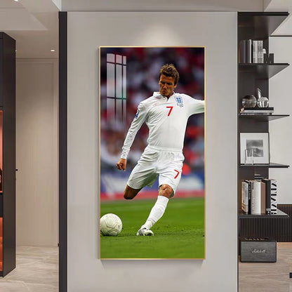 David Beckham Free Kick Poster – Football Wall Art for Fans