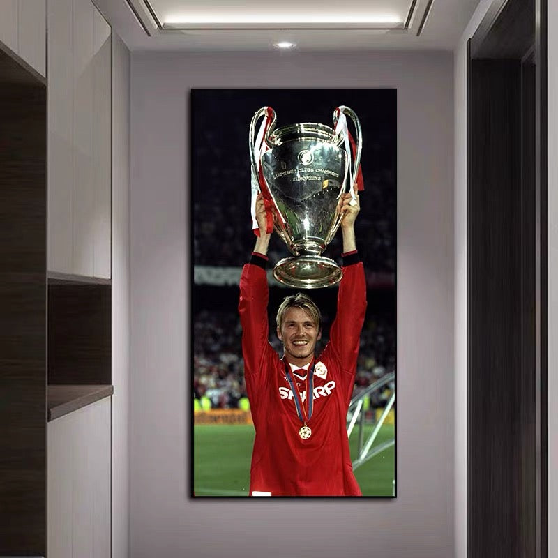 David Beckham Free Kick Poster – Football Wall Art for Fans