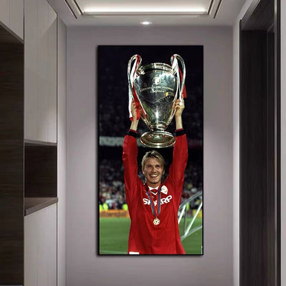 David Beckham Free Kick Poster – Football Wall Art for Fans