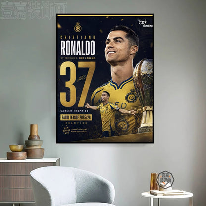 Cristiano Ronaldo Al Nassr 2025/26 Champions Poster Wall Art – 37 Titles Football Decor