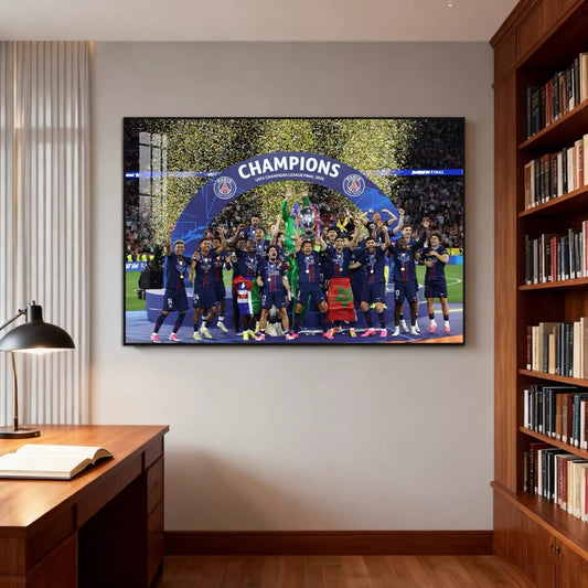 Paris Saint-Germain 2026 Champions League Winners Poster Wall Art – Back-to-Back Champions Team Celebration Decor