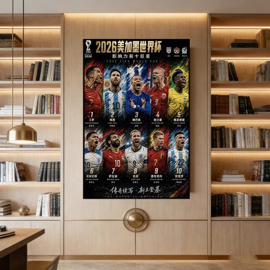2026 World Cup Top 10 Football Legends Poster 🏆 Wall Art for Home & Office