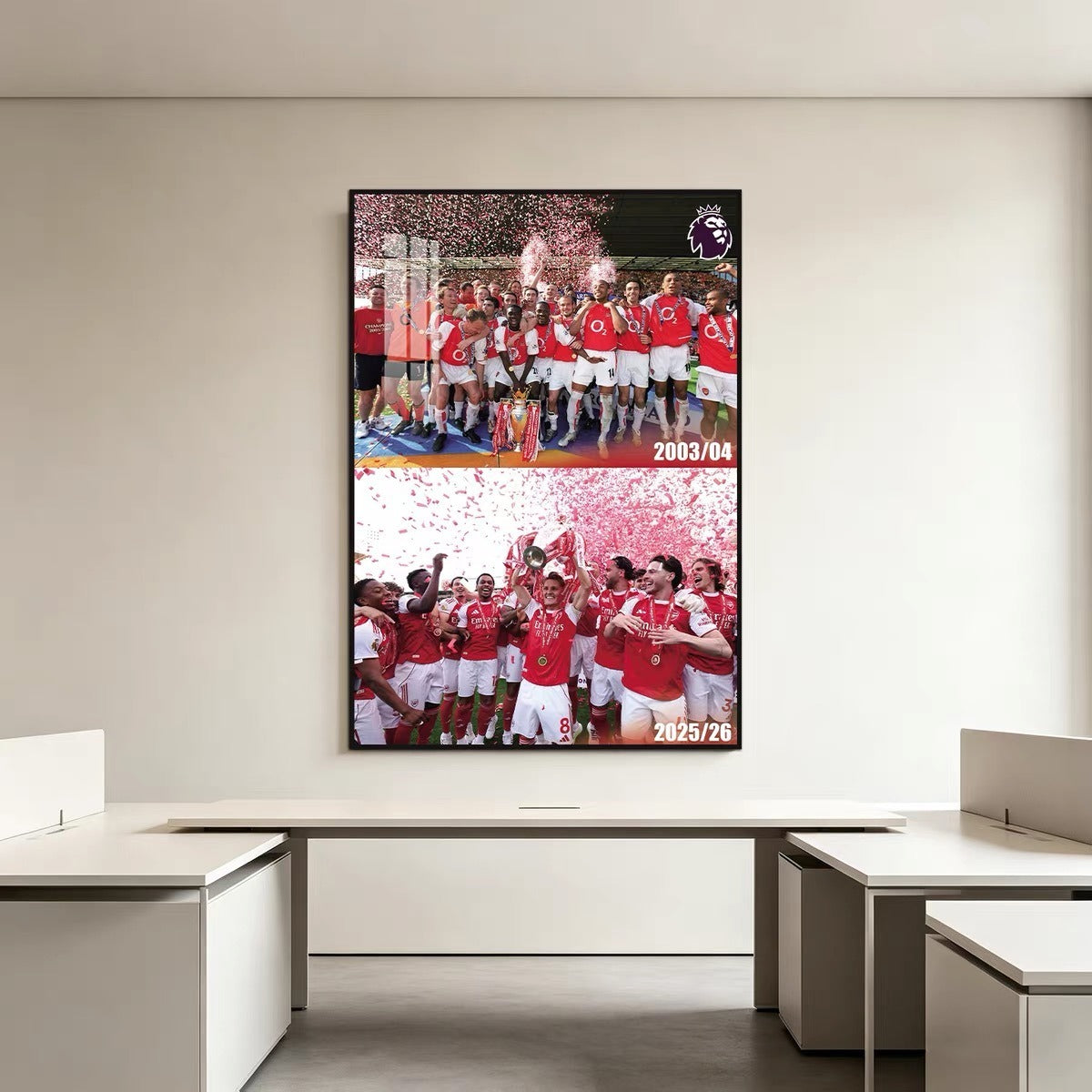 Arsenal Premier League Champions Poster Wall Art – Two Generations Football Club Legacy Decor