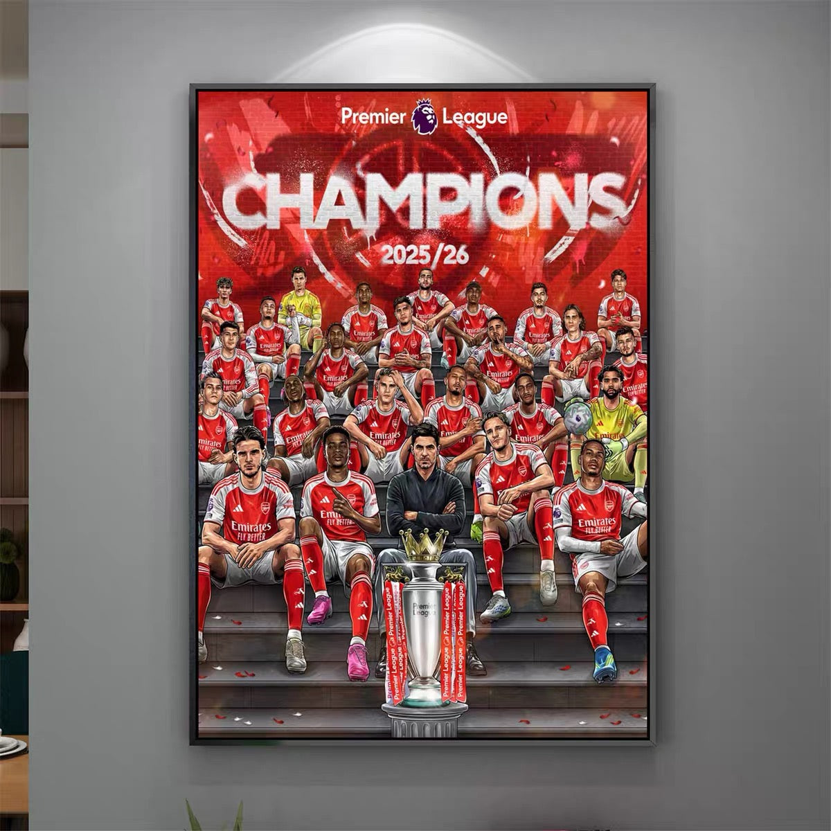 Arsenal Premier League Champions Poster Wall Art – Two Generations Football Club Legacy Decor