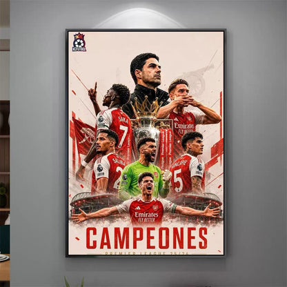 Arsenal Premier League Champions Poster Wall Art – Two Generations Football Club Legacy Decor