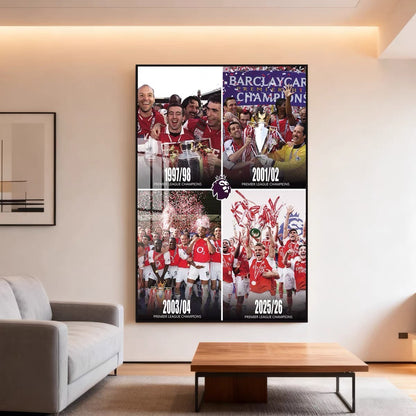Arsenal Premier League Champions Poster Wall Art – Two Generations Football Club Legacy Decor