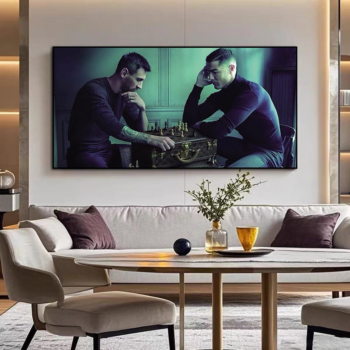 Lionel Messi & Cristiano Ronaldo Legendary GOAT Duo Football Wall Art Home Decor