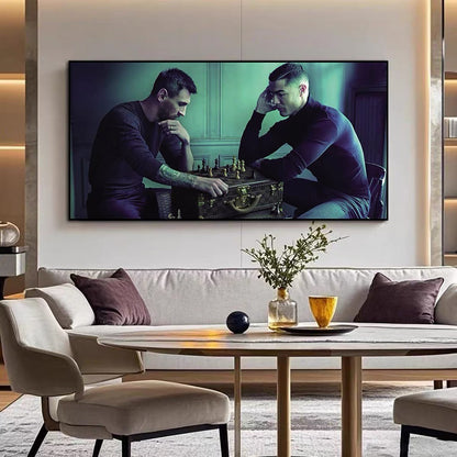 Lionel Messi & Cristiano Ronaldo Legendary GOAT Duo Football Wall Art Home Decor