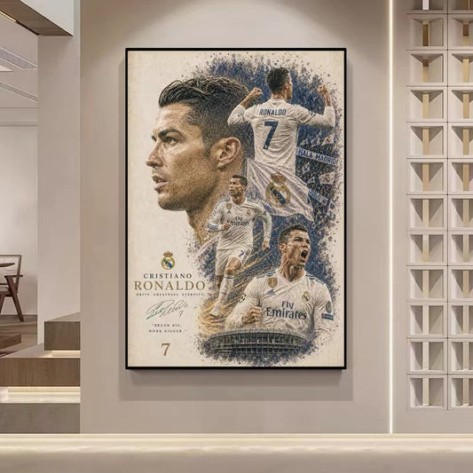 Cristiano Ronaldo, Mbappé & Haaland Football Legends Poster – World Cup Stars Wall Art
