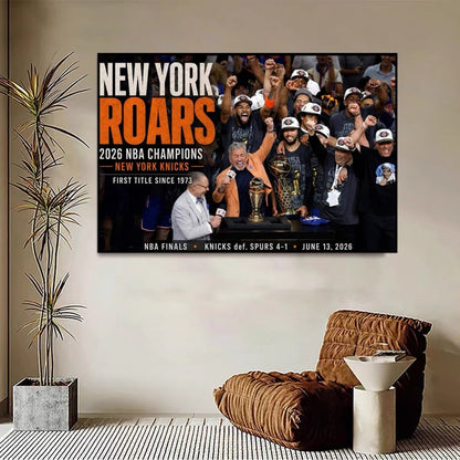 New York Knicks 2026 Champions Poster – Jalen Brunson Championship Celebration Basketball Wall Art