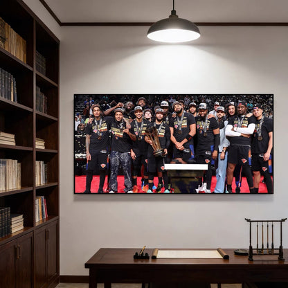 New York Knicks Champions Team Photo Poster – NBA Championship Celebration Basketball Wall Art