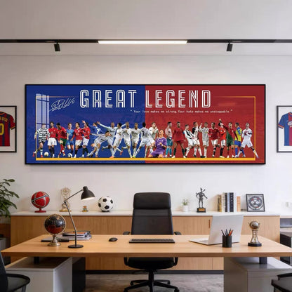 Lionel Messi & Cristiano Ronaldo Legends Poster – World Cup Football Superstars Wall Art