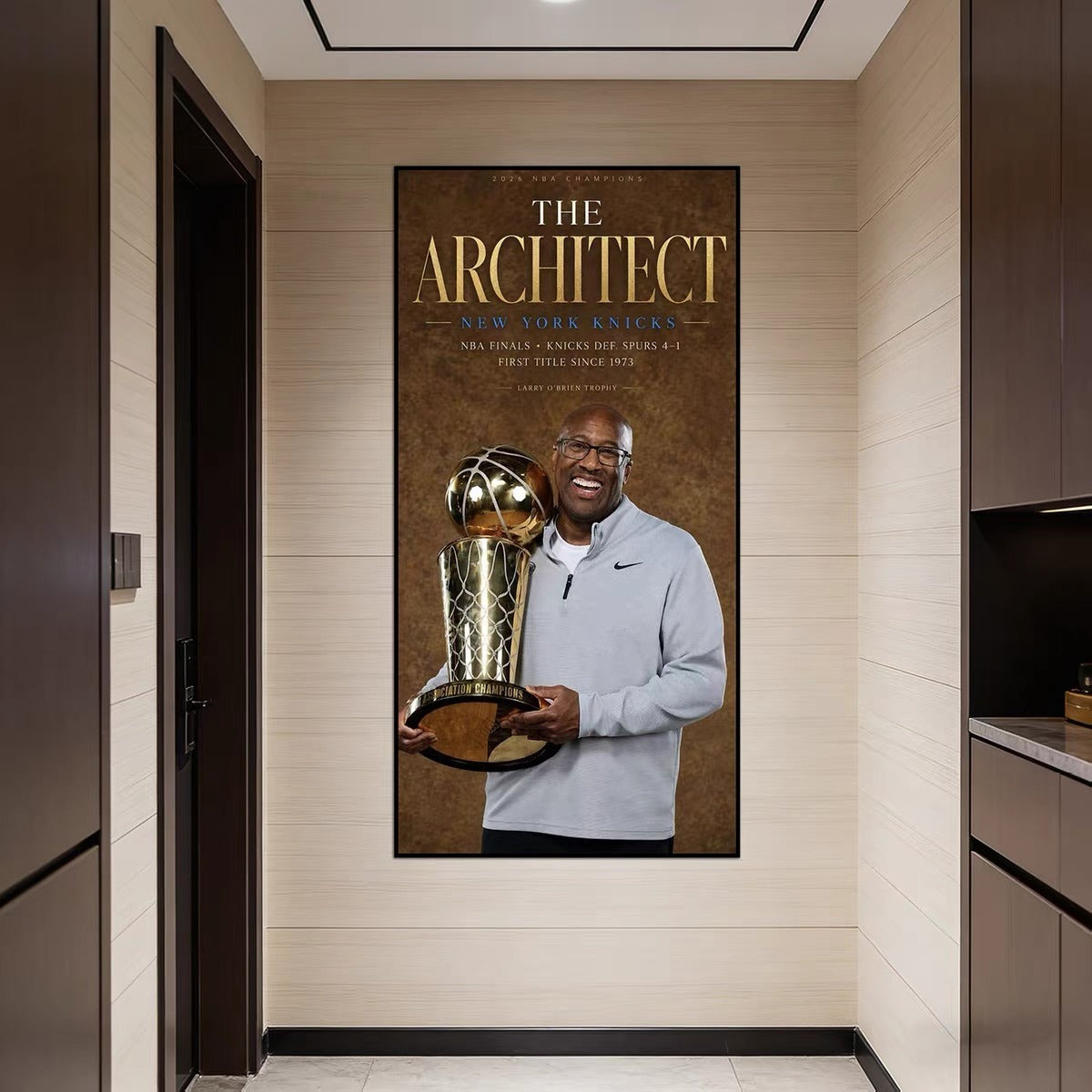 New York Knicks 2026 NBA Champions Team Trophy Wall Art