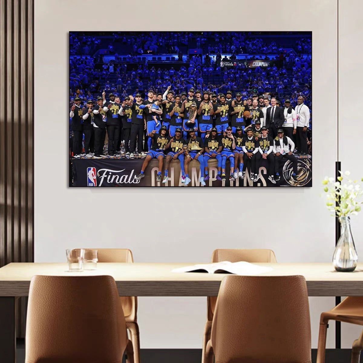 Oklahoma City Thunder 2025 Champions Team Photo Poster – Shai Gilgeous-Alexander Championship Basketball Wall Art