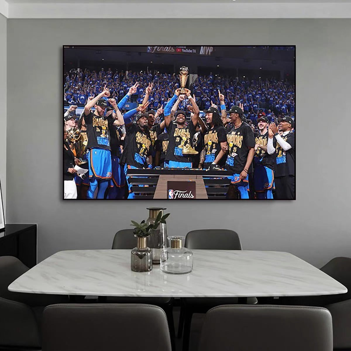 Oklahoma City Thunder 2025 Champions Team Photo Poster – Shai Gilgeous-Alexander Championship Basketball Wall Art