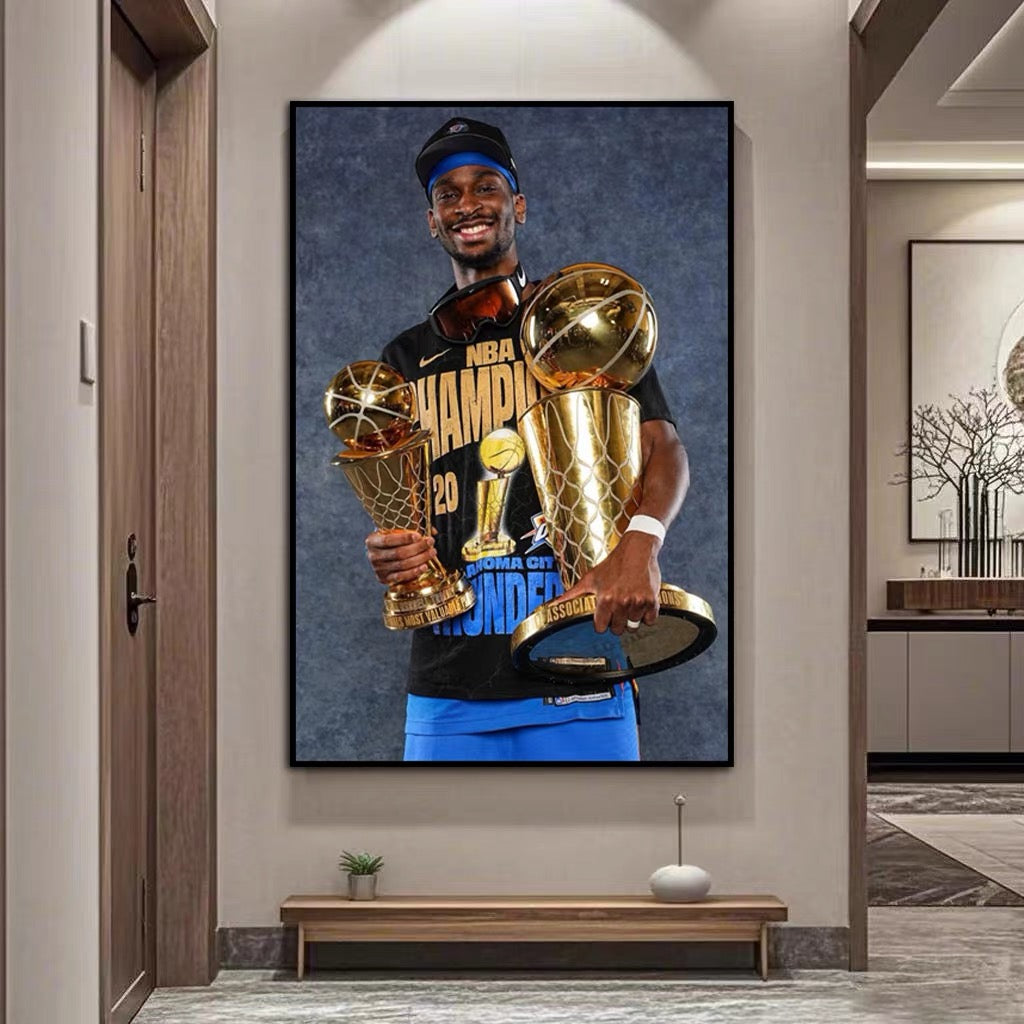 Oklahoma City Thunder 2025 Champions Team Photo Poster – Shai Gilgeous-Alexander Championship Basketball Wall Art