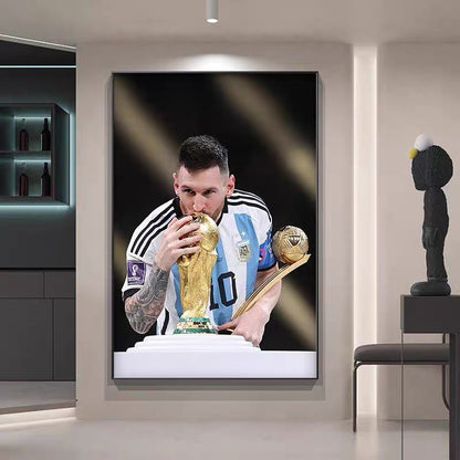 Lionel Messi Ballon d'Or 2022 World Cup Champion Poster – Argentina Football Legend Wall Art