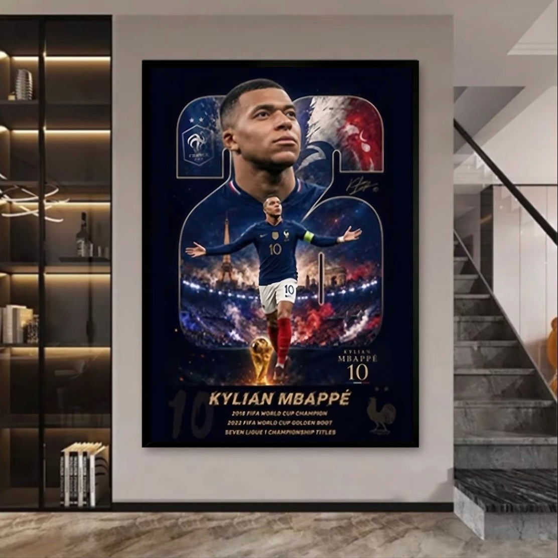 2026 World Cup Football Superstars Poster – Messi Mbappé Yamal Neymar Haaland Wall Art