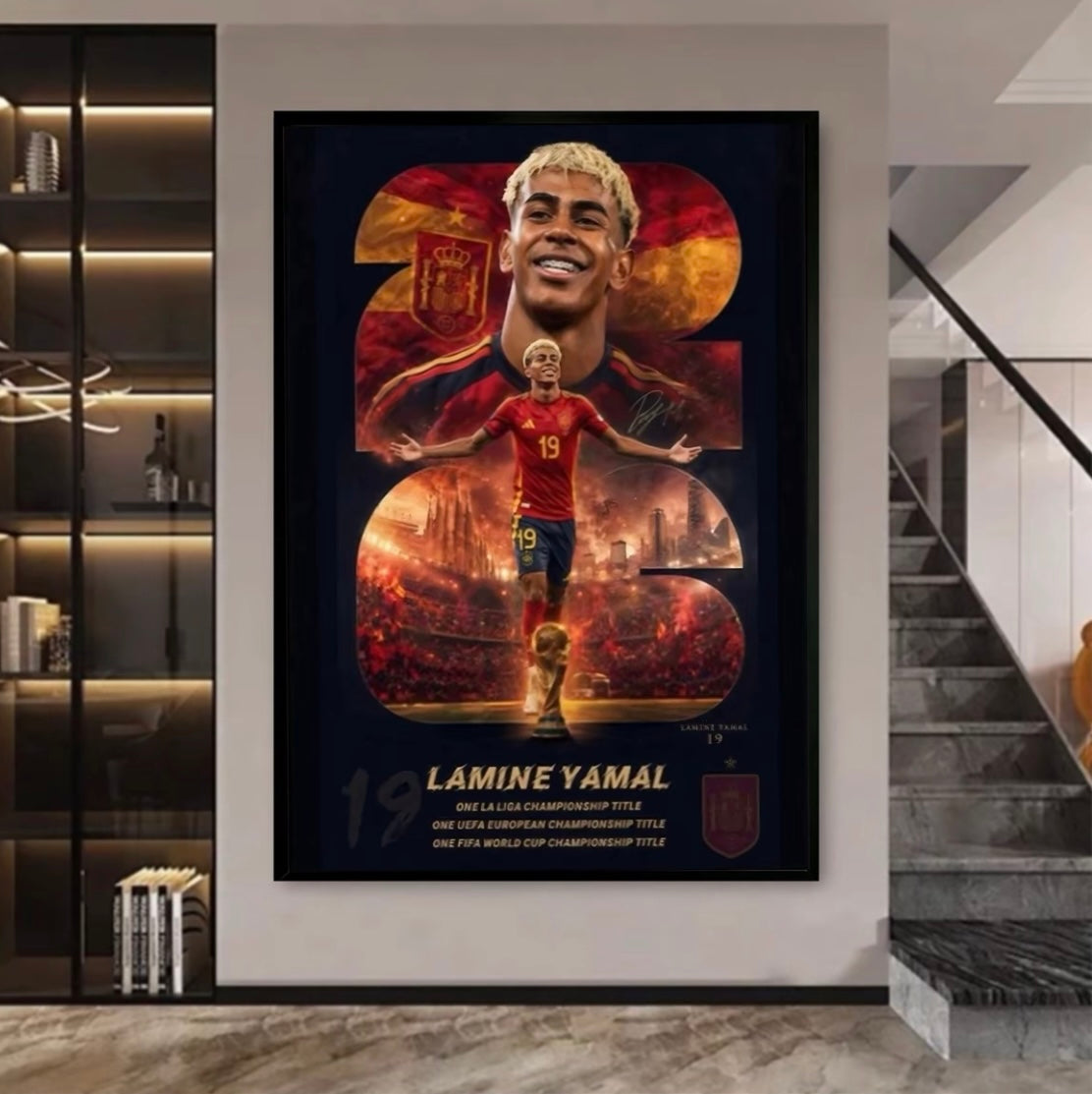 2026 World Cup Football Superstars Poster – Messi Mbappé Yamal Neymar Haaland Wall Art