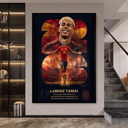 2026 World Cup Football Superstars Poster – Messi Mbappé Yamal Neymar Haaland Wall Art