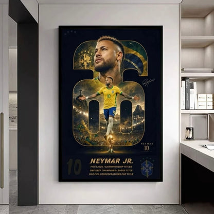 2026 World Cup Football Superstars Poster – Messi Mbappé Yamal Neymar Haaland Wall Art