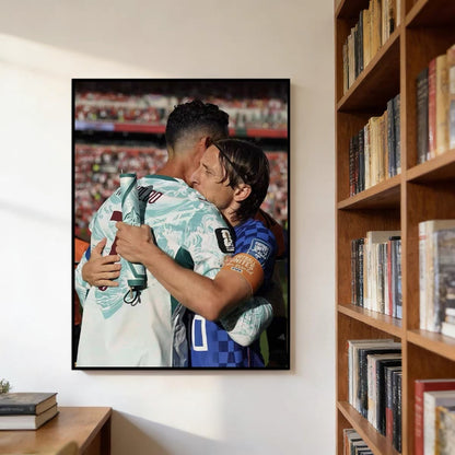 Cristiano Ronaldo & Luka Modrić 2026 World Cup Embrace Poster – Portugal & Croatia Football Legends Wall Art