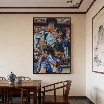 Cristiano Ronaldo & Luka Modrić 2026 World Cup Embrace Poster – Portugal & Croatia Football Legends Wall Art
