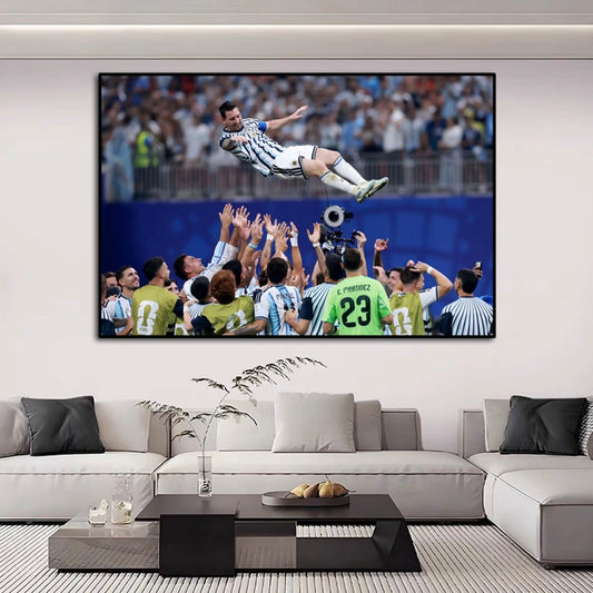 Lionel Messi Argentina Teammates Celebration Poster – World Cup Football Legend Wall Art