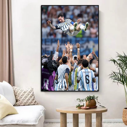 Lionel Messi Argentina Teammates Celebration Poster – World Cup Football Legend Wall Art