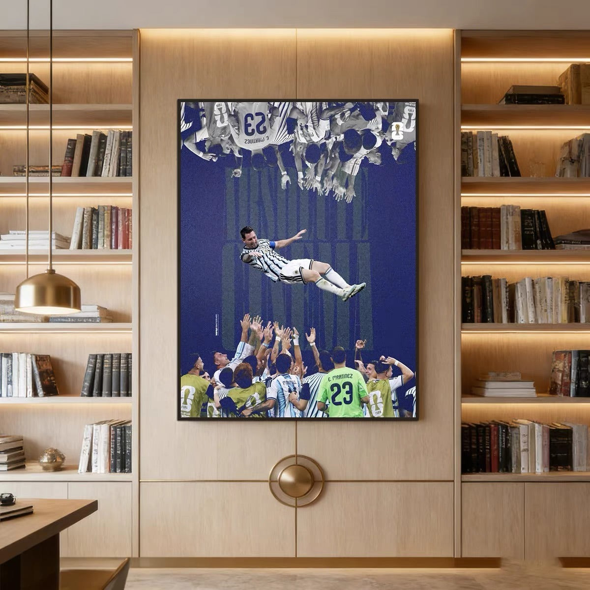 Lionel Messi Argentina Teammates Celebration Poster – World Cup Football Legend Wall Art