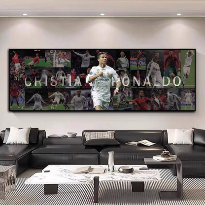 Cristiano Ronaldo Career Tribute Football Wall Art - Portugal & Real Madrid Legend Landscape Print Home Decor