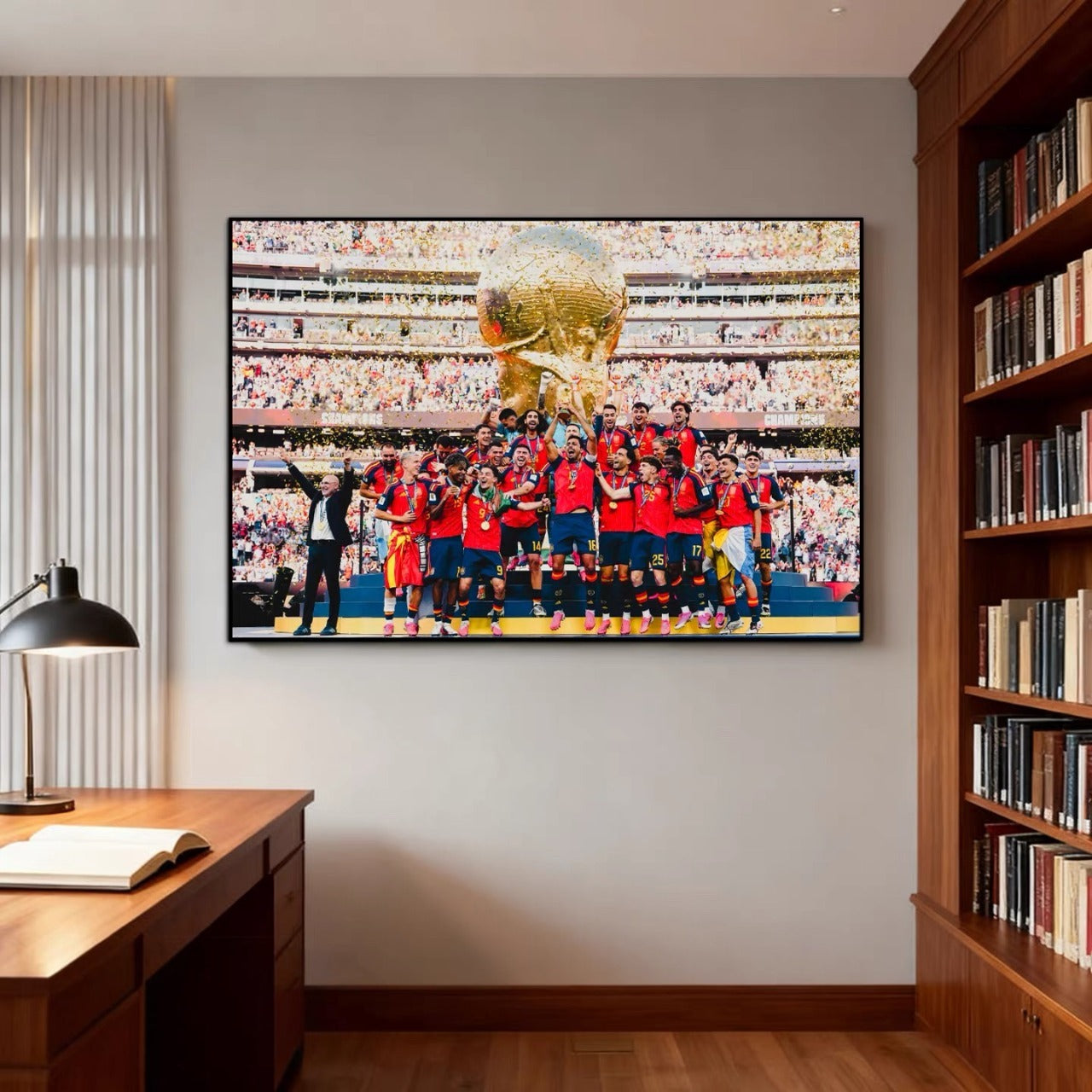 Spain 2026 World Cup Champions Poster – Rodri & Lamine Yamal Football Team Celebration Wall Art
