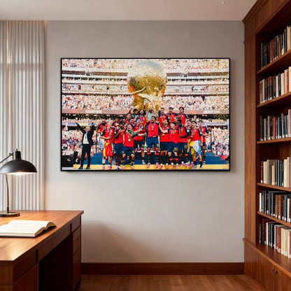 Spain 2026 World Cup Champions Poster – Rodri & Lamine Yamal Football Team Celebration Wall Art